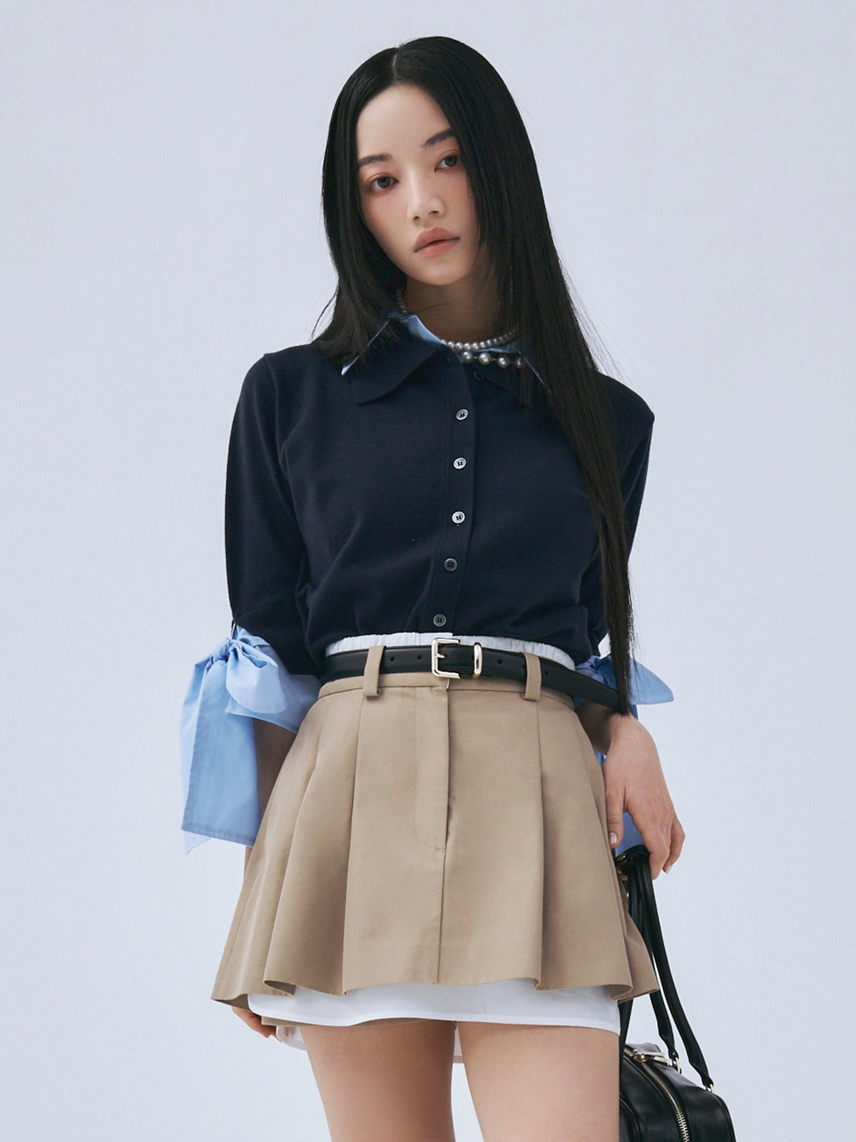 レイヤードプリーツミニスカート