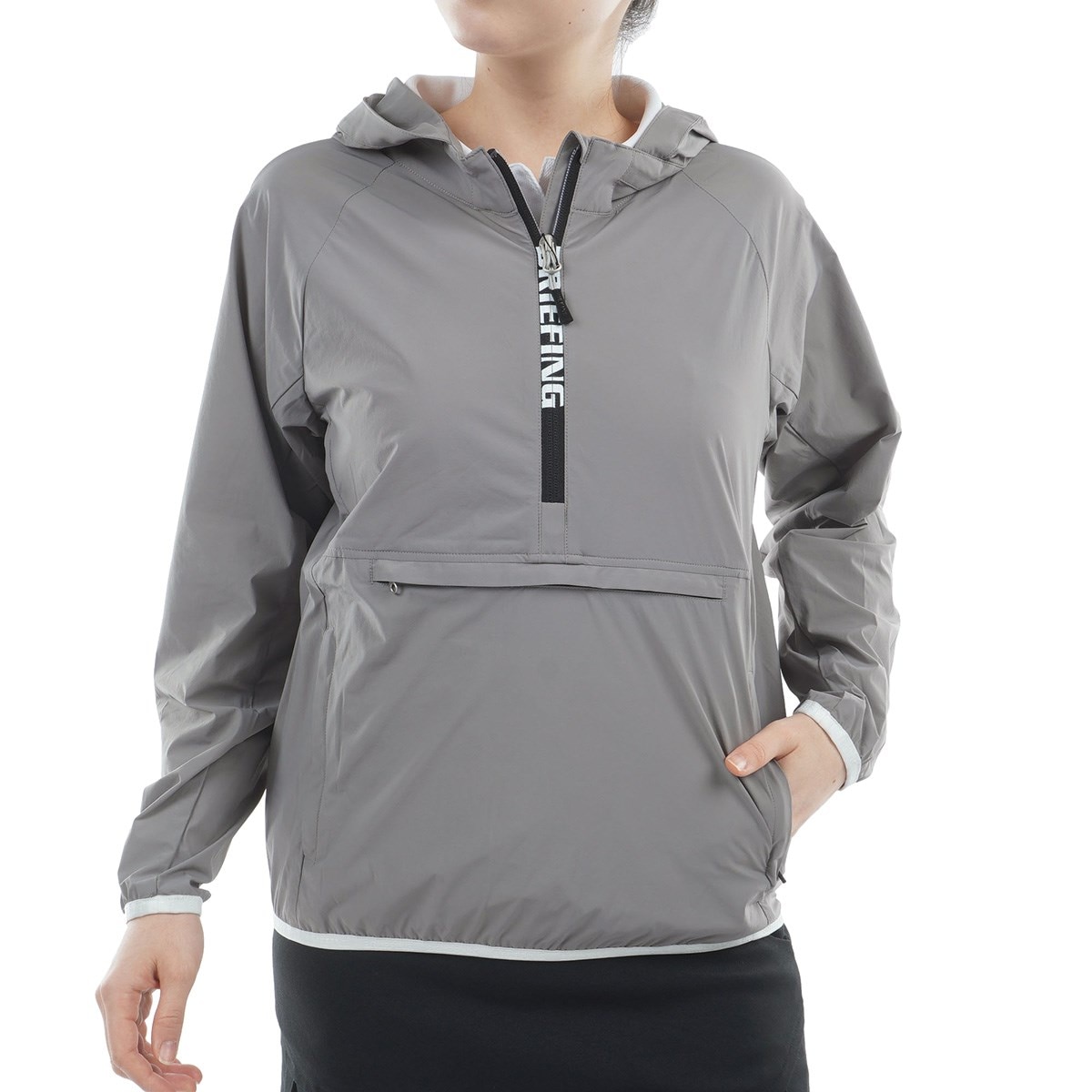 BRIEFING フード付きジャケット XS グレー ストレッチ ポケッタブル