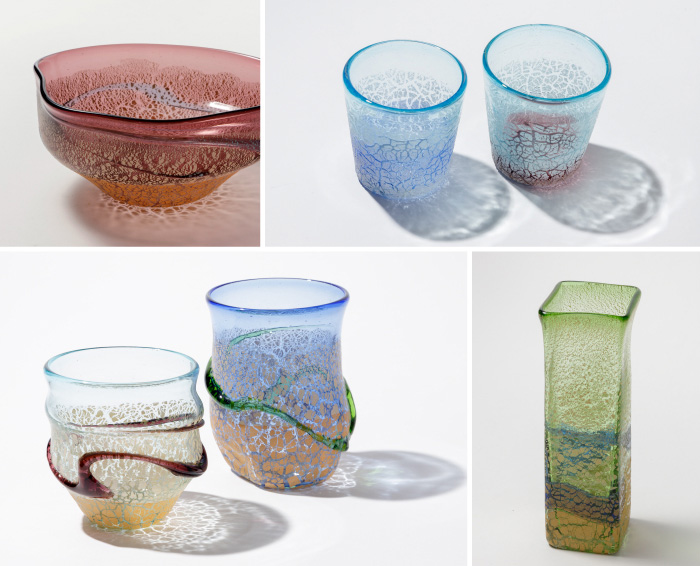 琉球 沖縄 ガラス 稲嶺盛吉作 グラス 2セット 琉球 沖縄 ガラス 稲嶺盛吉