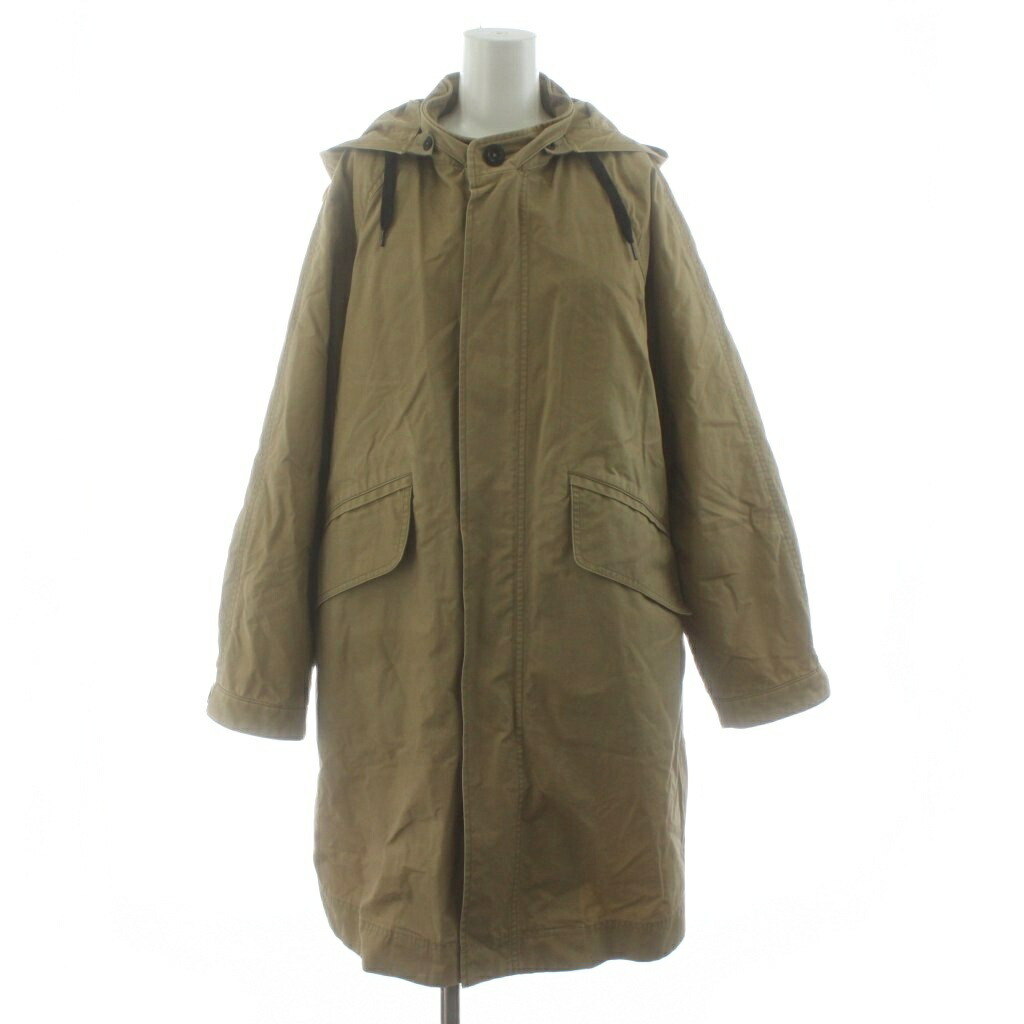 草もち】MHL. ダウンコート フーデッド 比翼 ミリタリー ベージュ