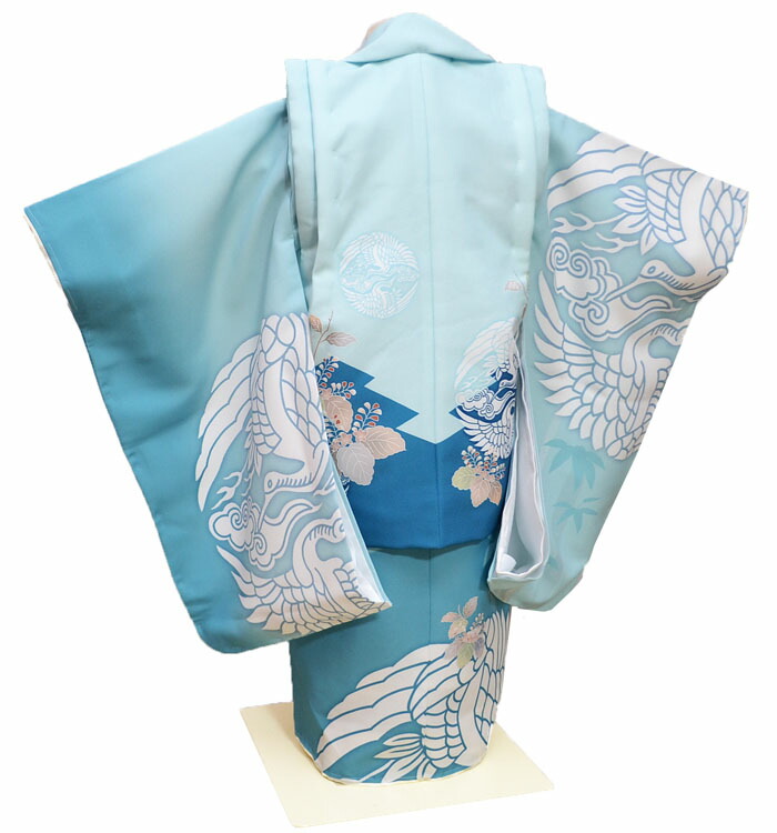 楽天市場】七五三 753 着物 3歳 男の子 被布セット 水色 ボカシ 絵羽柄