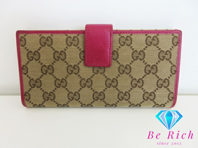 楽天市場】グッチ Wホック 二つ折り 長財布 GG キャンバス レザー ロゴ
