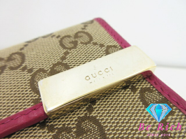 楽天市場】グッチ Wホック 二つ折り 長財布 GG キャンバス レザー ロゴ