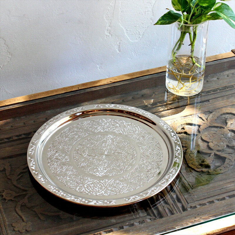 楽天市場】【15%OFFクーポン対象】銅製カフェトレー丸盆29cm・シルバー