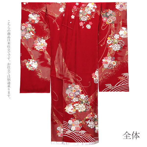 楽天市場】(卒業式応援Point10倍 2/19迄) 未仕立て 振袖 単品 「赤地