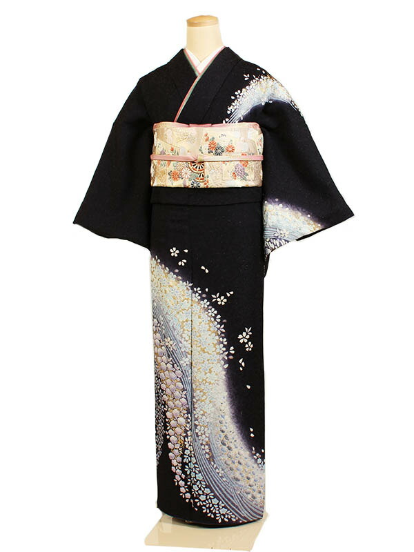楽天市場】【レンタル】【訪問着・黒紫系 辻が花】正絹訪問着レンタル