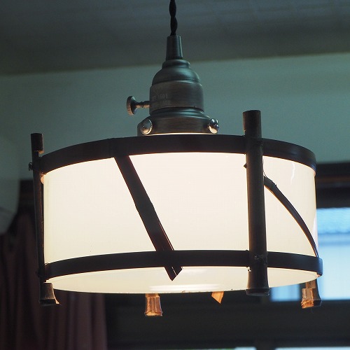 レトロ 電笠 鶴 和ガラス ランプシェード 灯り 照明 古民家 古道具