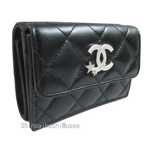 楽天市場】≪Brand new≫ CHANEL Small Flap Wallet Black Silver BIG
