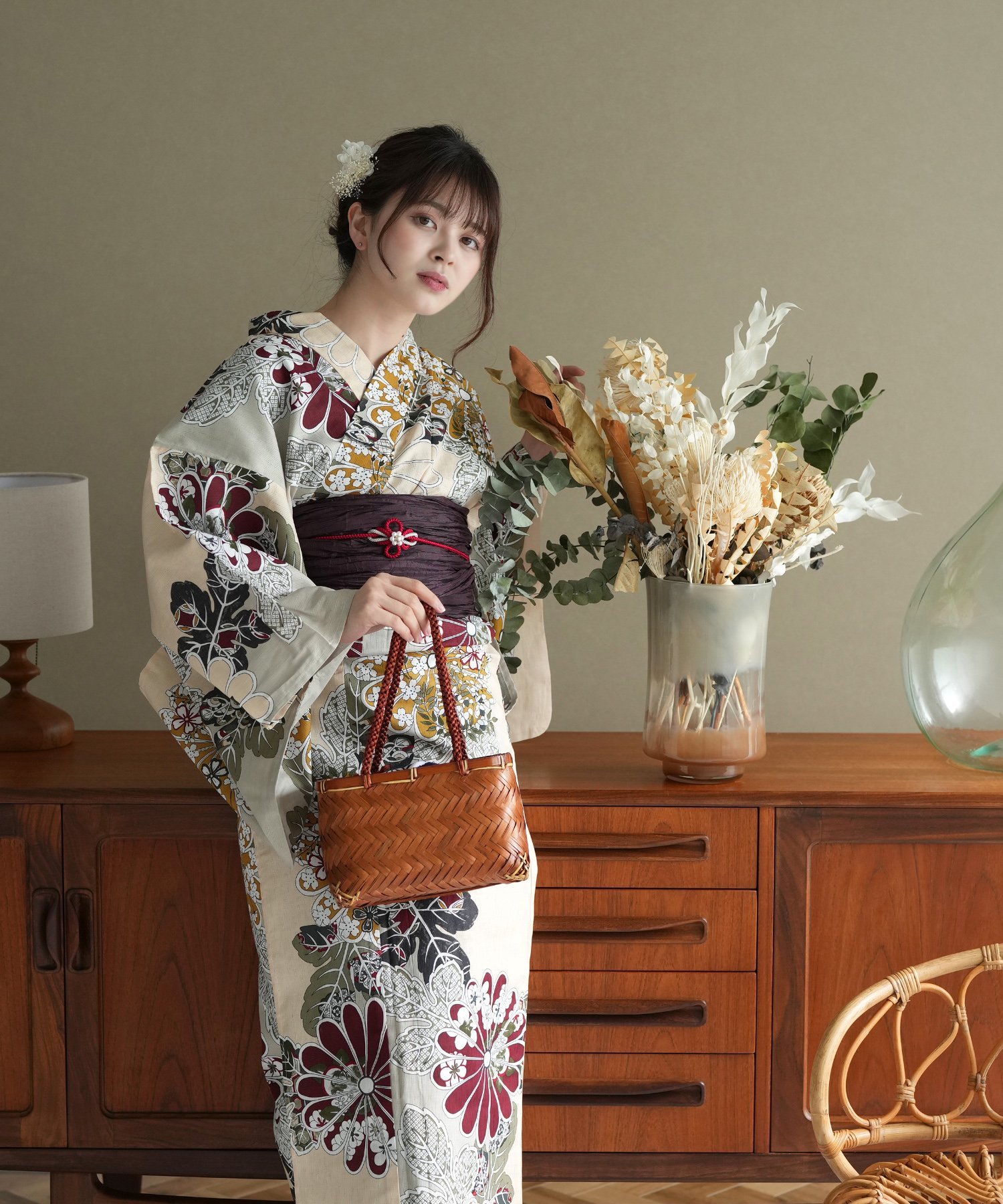 utatane｜utatane/(W)高級変わり織り浴衣3点セット ピンクベージュと