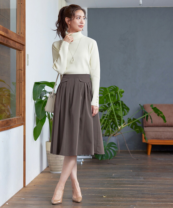 楽天市場】フラップポケットタックフレアスカート レディース フレア