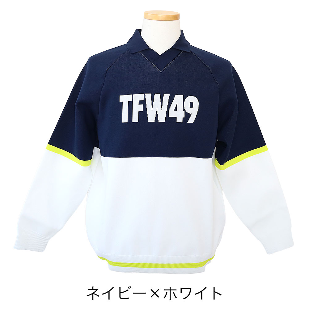 TFW49 襟付きニットホワイトネイビー