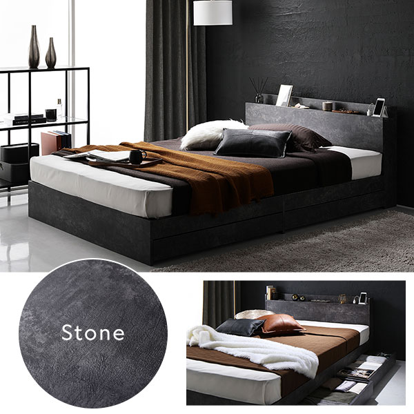 楽天市場】ベッド セミダブル ベッドフレームのみ ストーングレー 収納