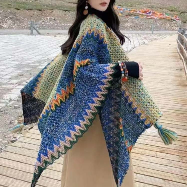 デットストック FJORD FASHION ノルウェー製 ニットポンチョ 40 新品