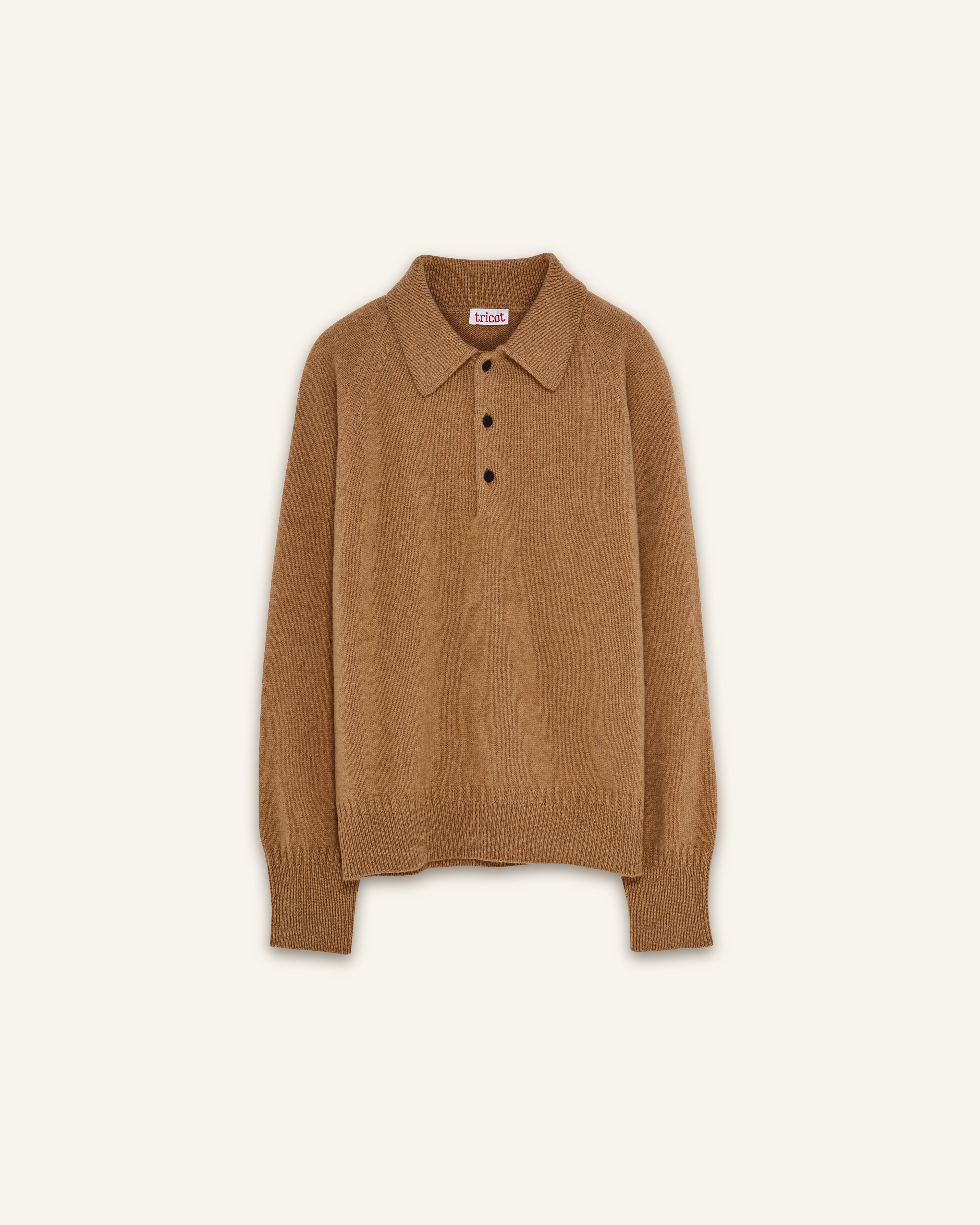 Women's Camel Cashmere polo | Tricot