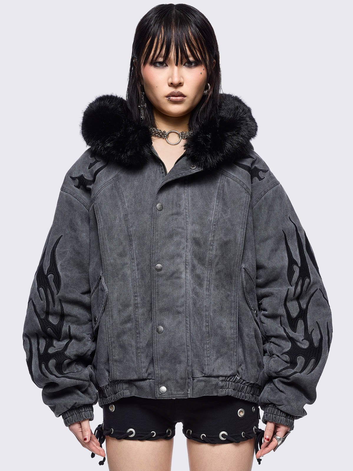 Grunge & Y2K Women's Jackets: Faux Fur, Bombers, Fleece Borgs
