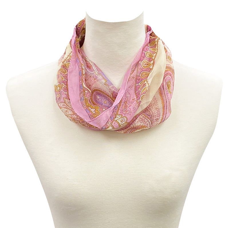 日本製 横浜シルクKINUWA（スカーフ） リングスカーフ アラベスク柄