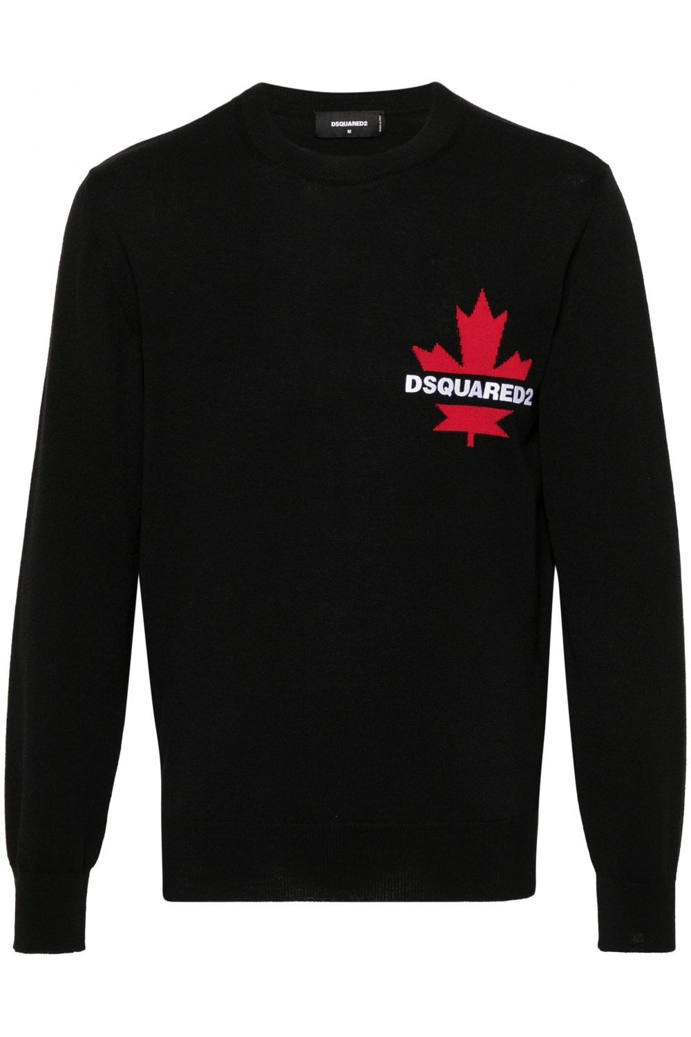 DSQUARED2 Woven Maple Leaf Sweater Black - Clothing from Circle