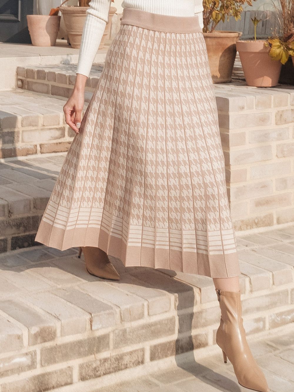 千鳥格子柄プリーツニットスカート | レディースファッション通販 - DHOLIC