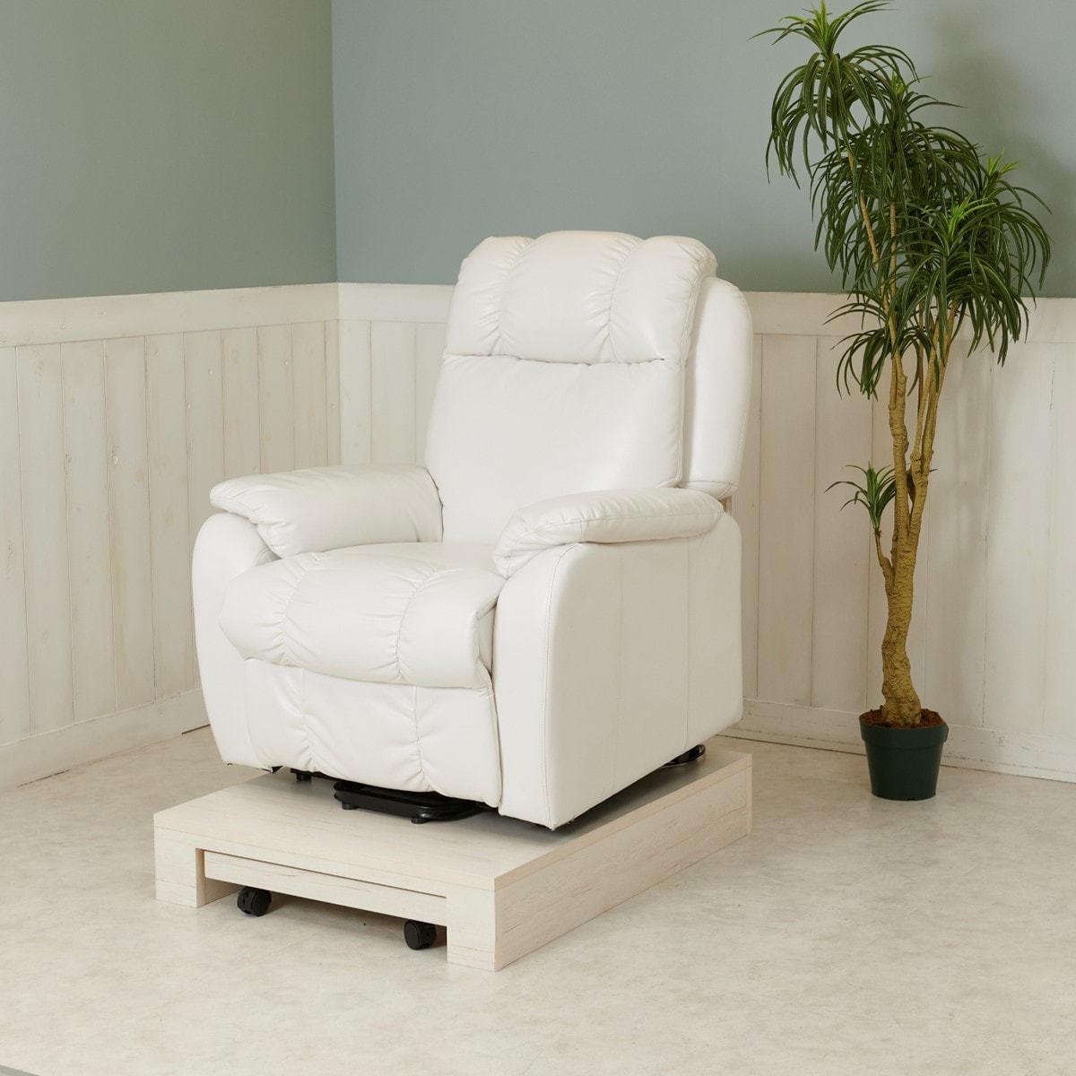 NATURAL Series】リクライニングチェアステージ(木製)ウッドホワイト