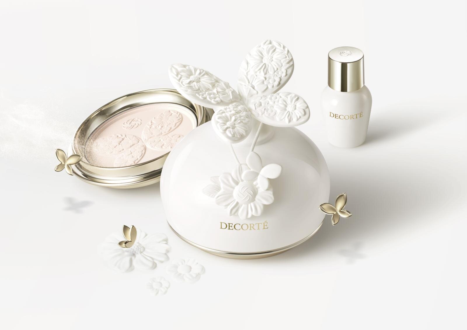コスメデコルテ究極のフェイスパウダー、蝶＆花々の“アロマストーン風