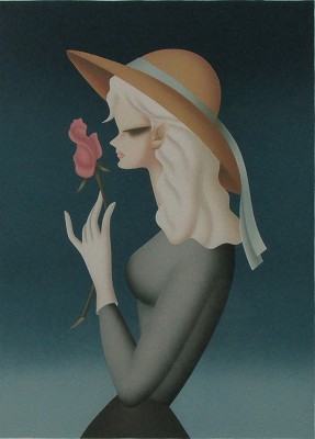 東郷青児｜バラ一輪の作品価値・価格・販売