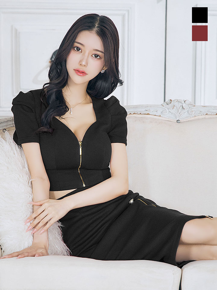 ワッフルセットアップミディアムドレス/キャバドレス【S-Lサイズ/2