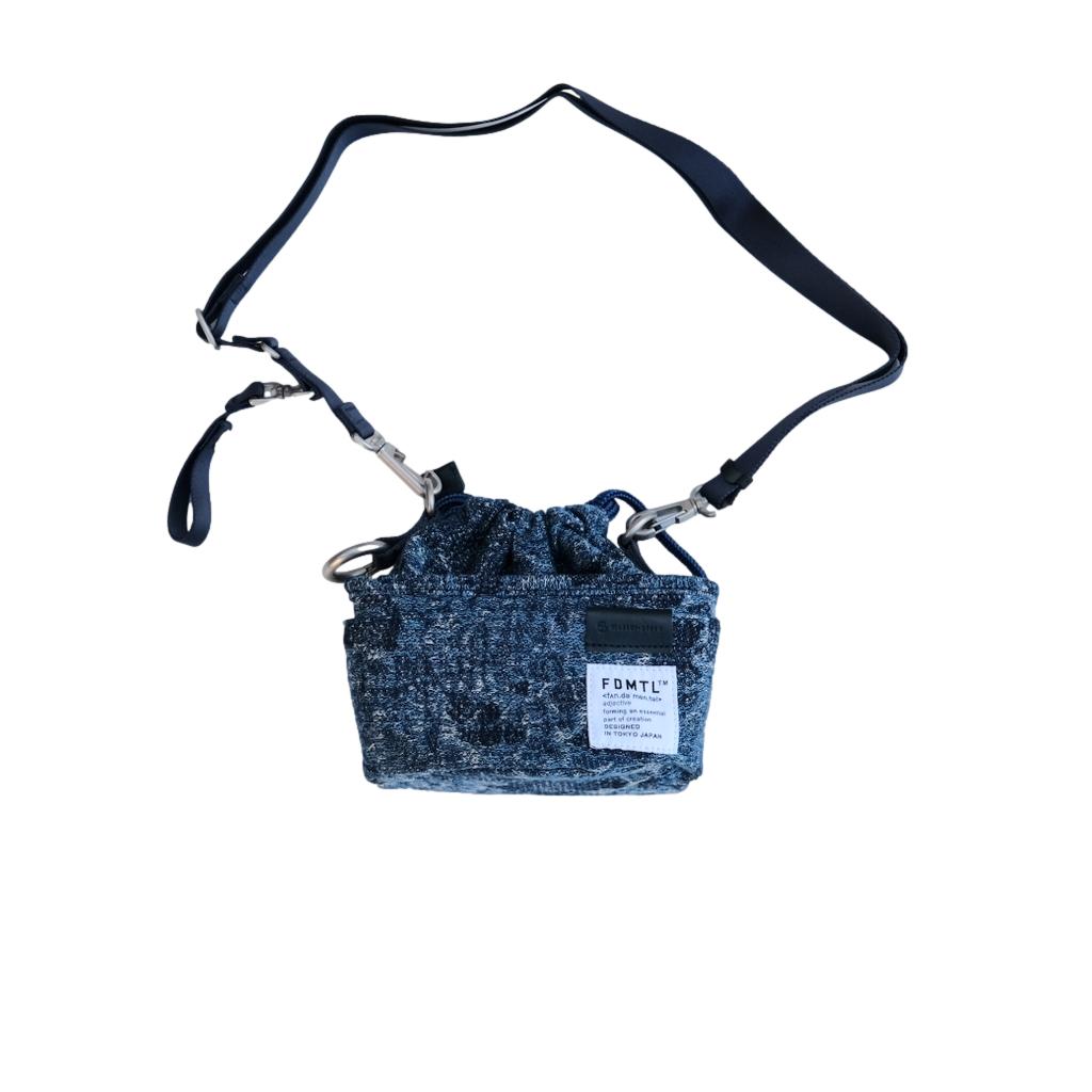 FDMTL x Master-piece Indigo Boro Jacquard Drawstring Shoulder Bag