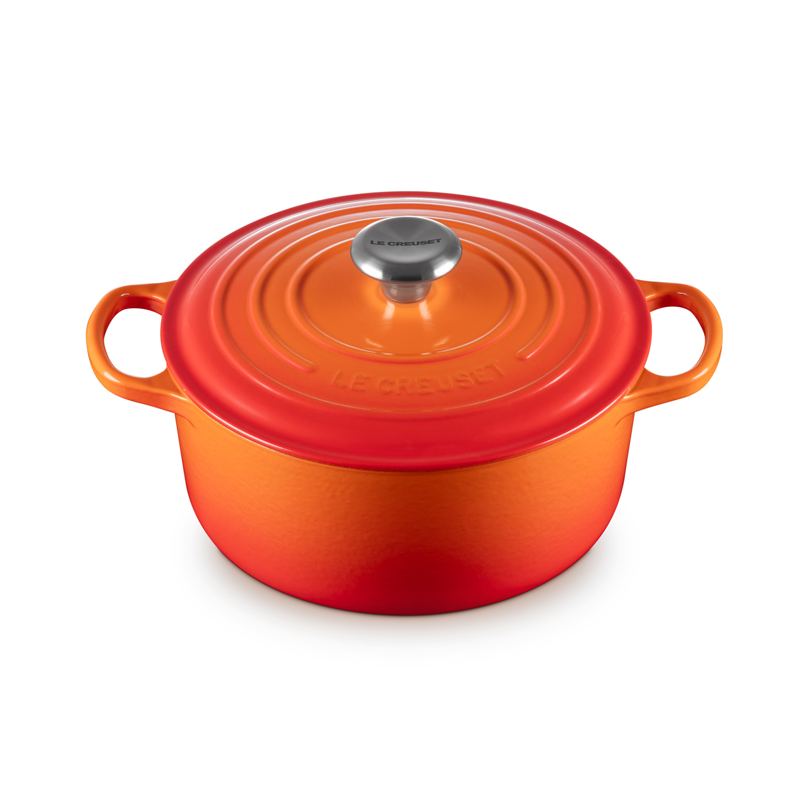 シグニチャー ココット・ロンド 24cm オレンジ (シルバーツマミ