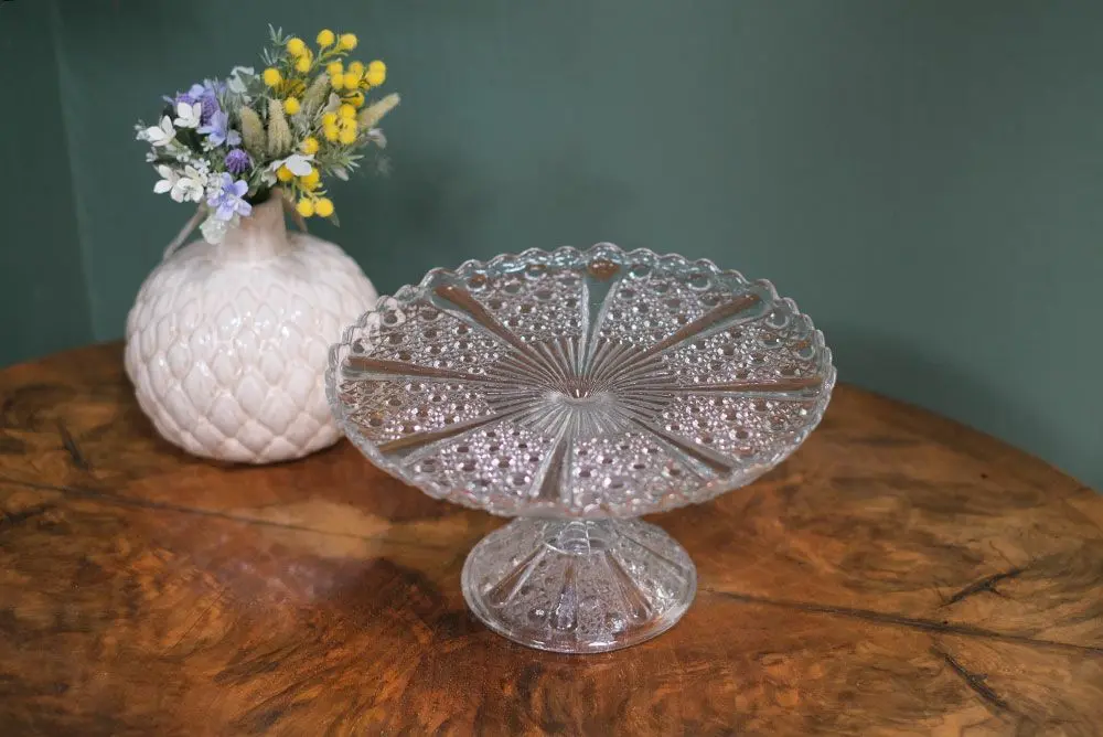 アンティーク食器 アンティークガラスケーキトレイスタンド イギリス