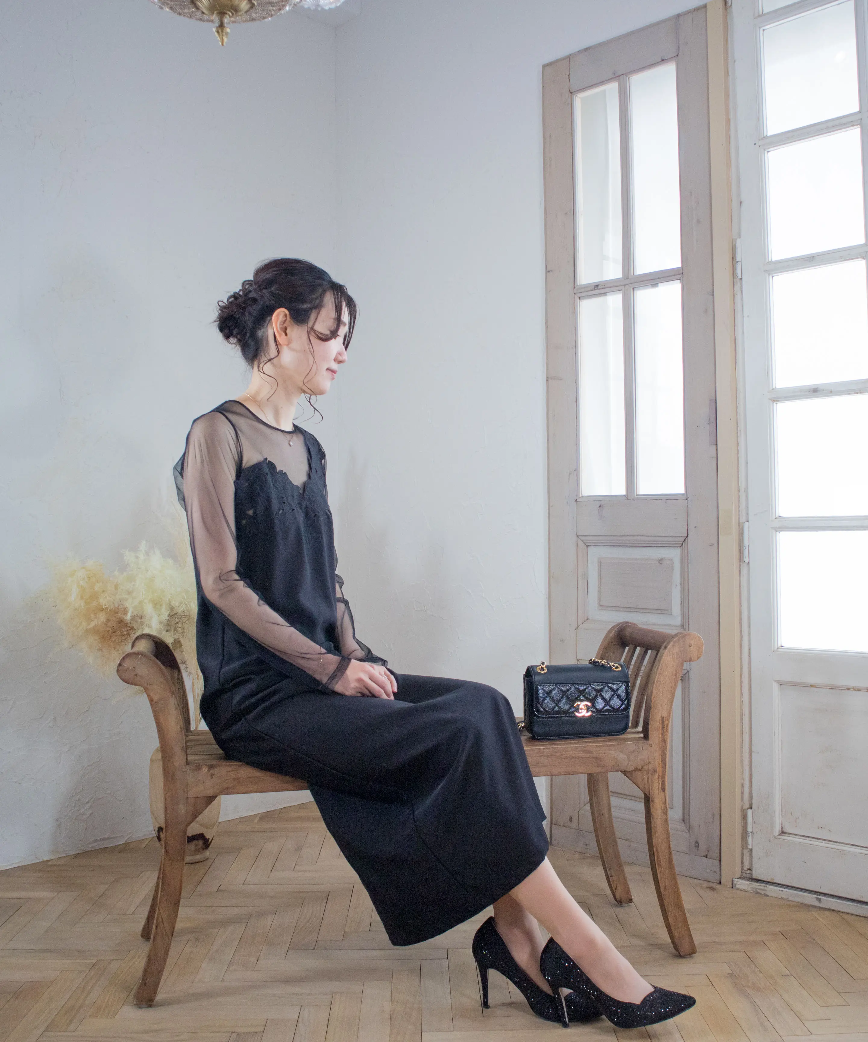 Mサイズ】UND RENEE CUTWORK DRESS Ameri VINTAGE（アメリヴィンテージ