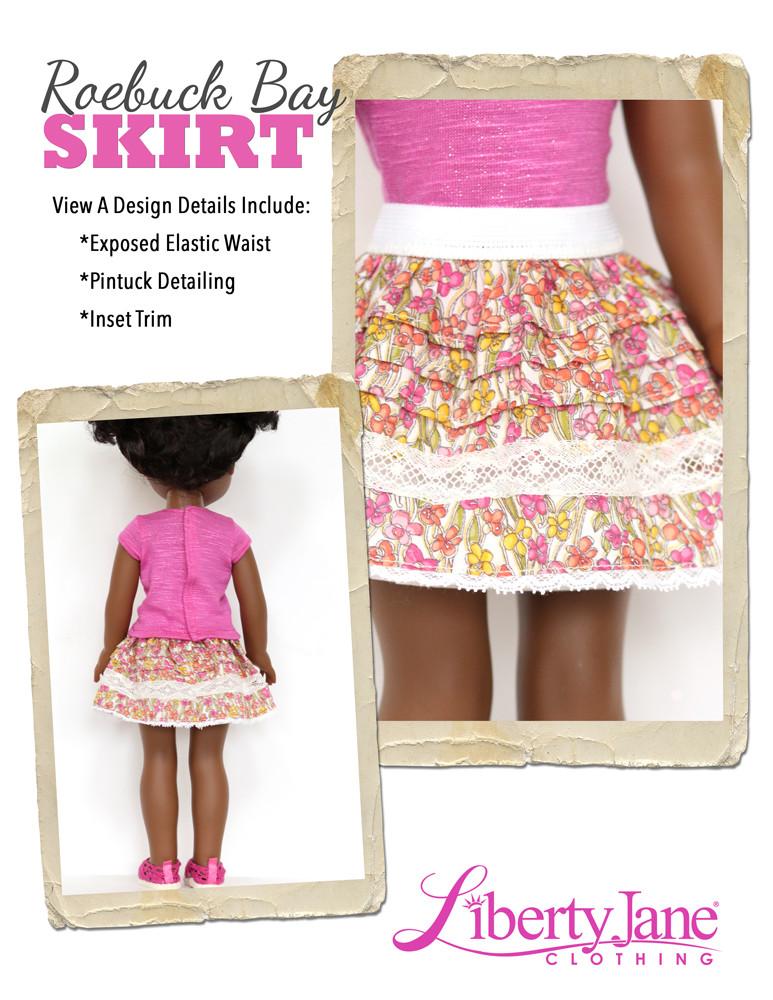Liberty Jane Roebuck Bay Skirt Doll Clothes Pattern For 14-14.5