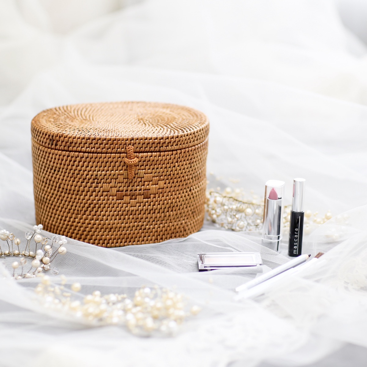 楕円蓋付き小物入 (BOX470) Rosily(ロージリー) バリ島 アタかご雑貨