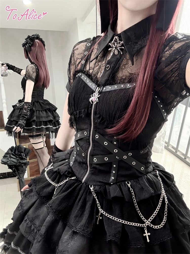 BlackShamrock】F187ベルトデザインスパイダージャンパースカート - To