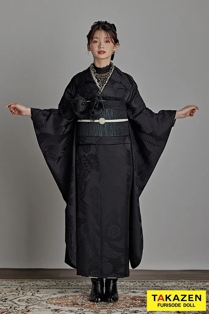 ヴィンテージスタイル 黒/ブラック 無地 大人っぽい着こなし 真っ黒