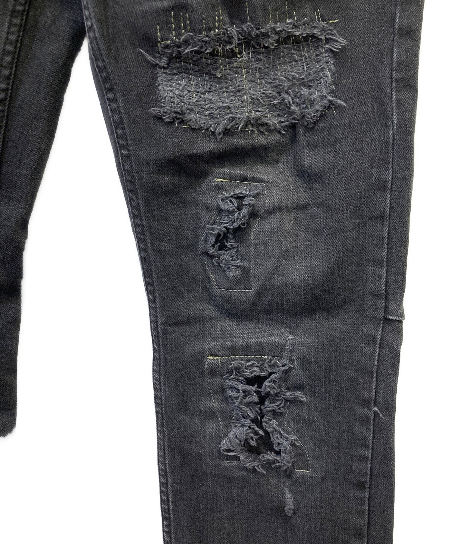 中古・古着通販】Ksubi (スビ) ダメージ加工デニムパンツ グレー