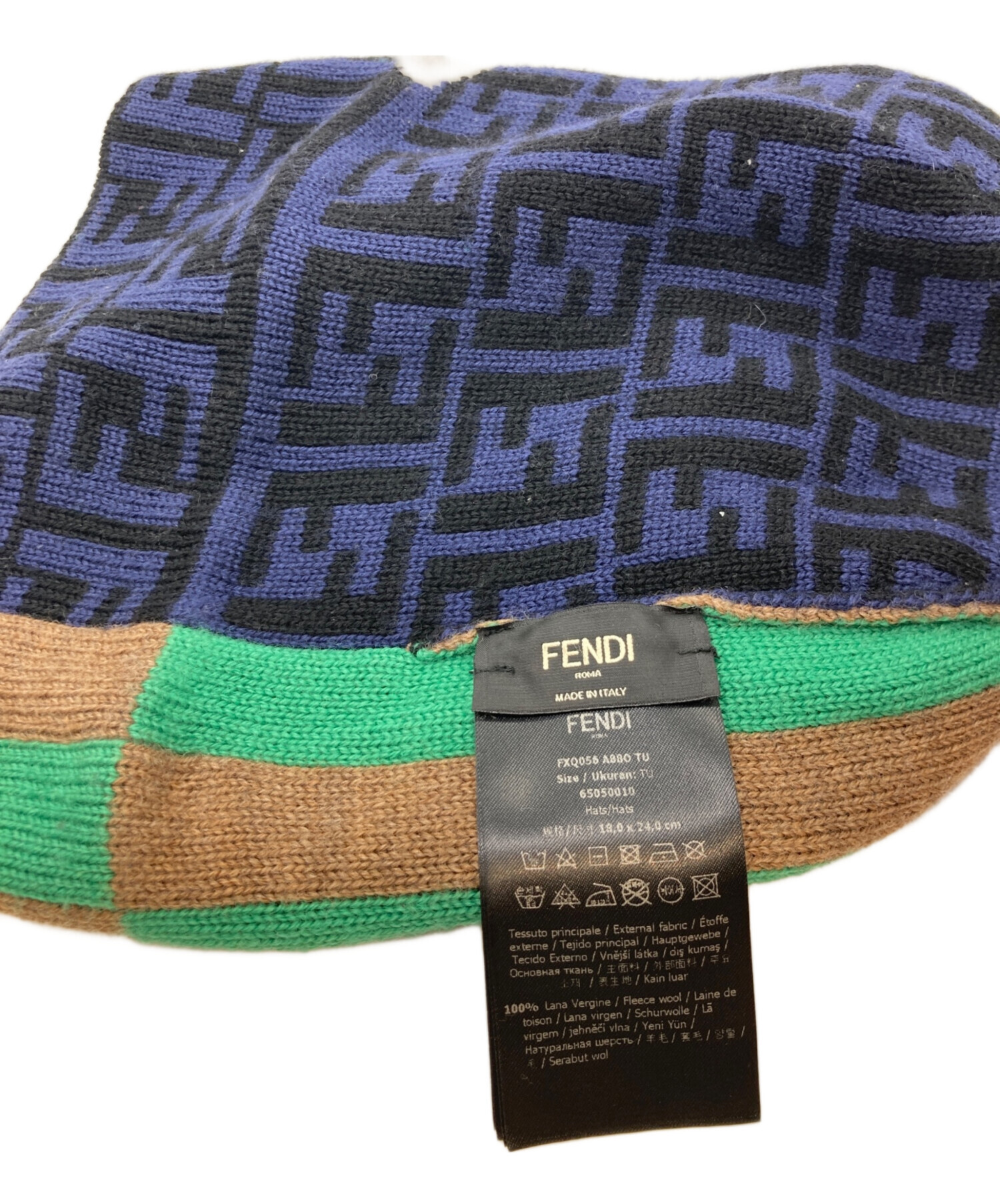 中古・古着通販】FENDI (フェンディ) ニット帽 FXQ056 ネイビー