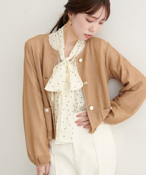 natural couture ジャケット ノーカラージャケット 「WEB限定