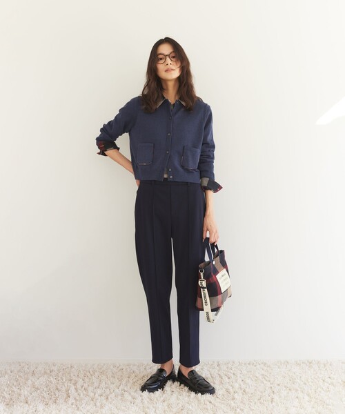 CB CRESTBRIDGE パンツ リボンベルト付きスタンダードパンツ