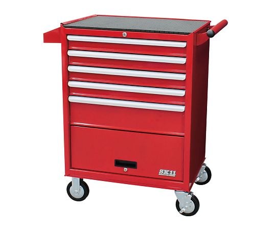 3-611-05 ローラーキャビネット（ドア付タイプ） 670×460×960mm 赤 SRC