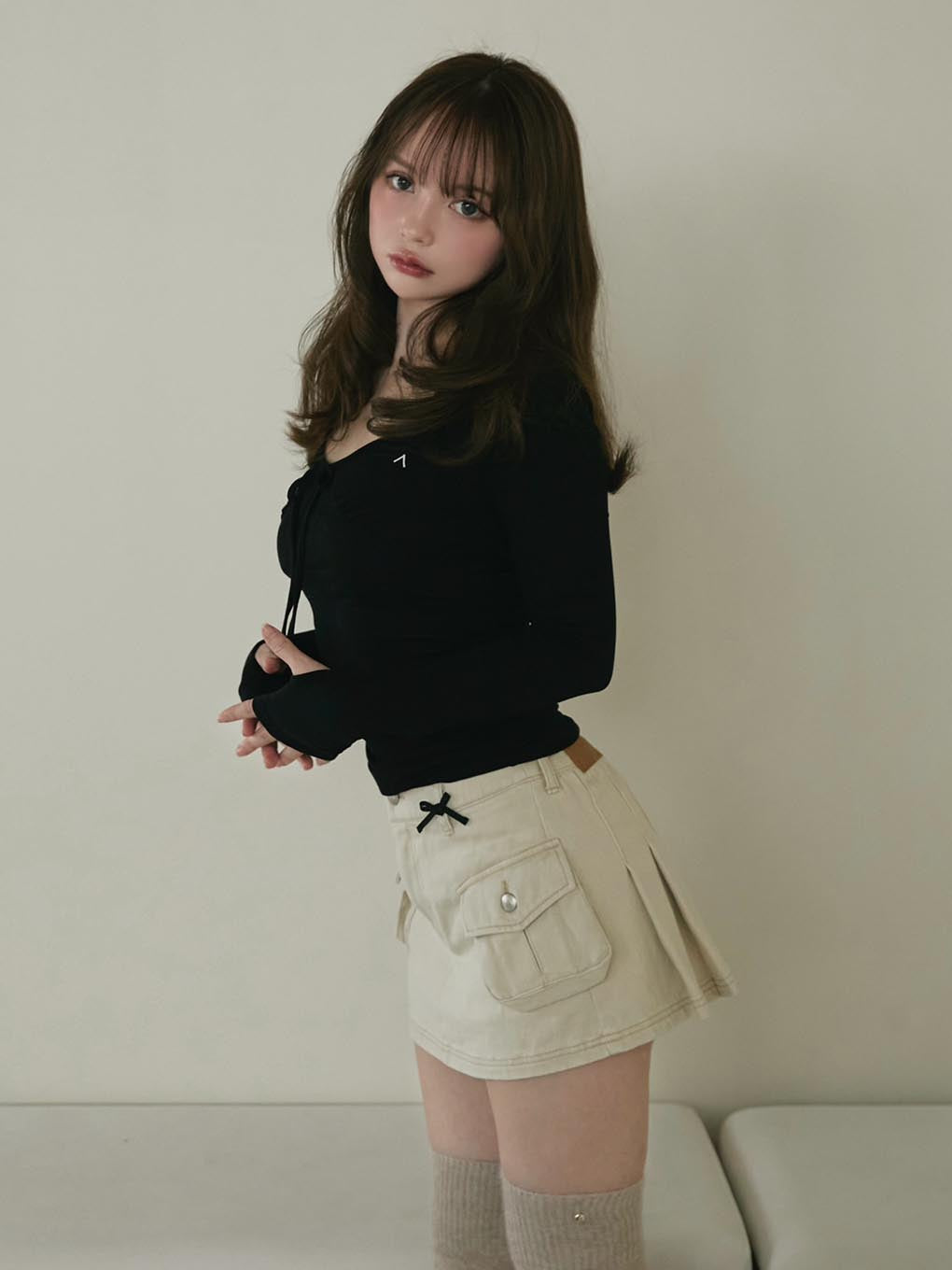 ANDMARY】Baby ribbon mini skirt