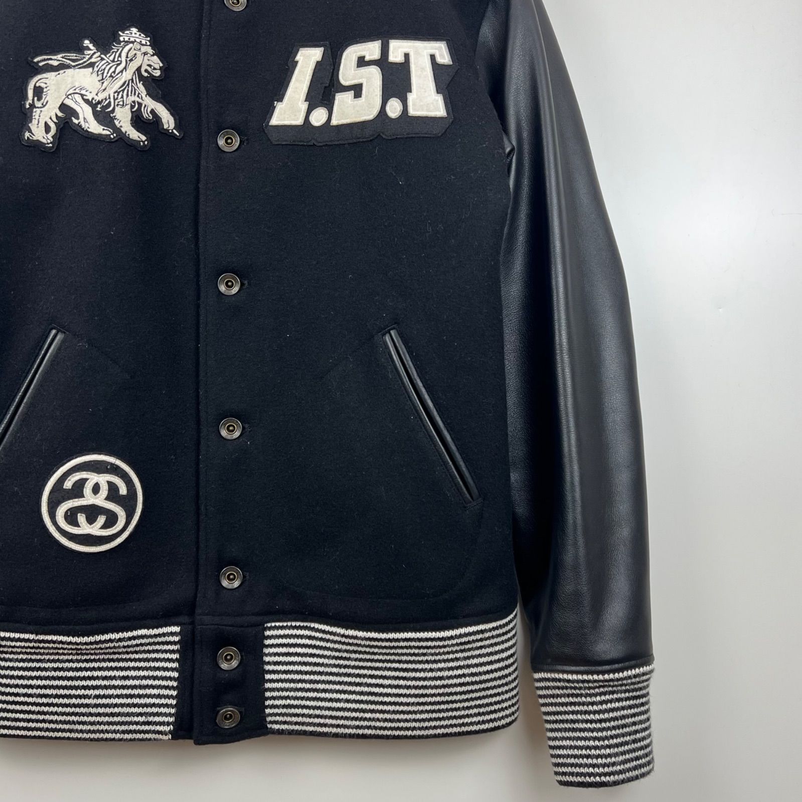 STUSSY NEXUS7 30th RETROSPECTIVE leather sleeve varsity jacket L