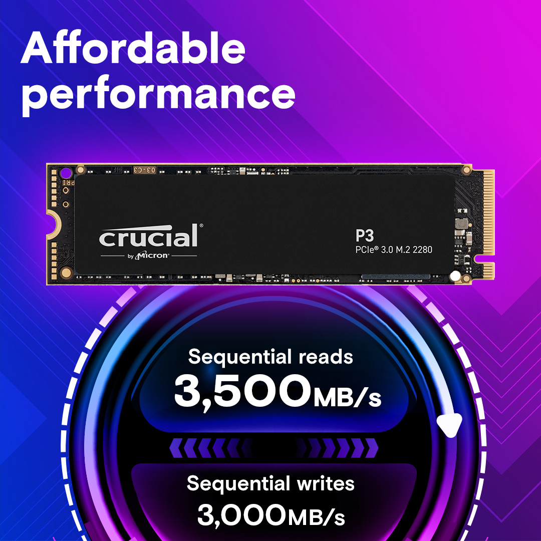Crucial P3 1TB PCIe M.2 2280 SSD | CT1000P3SSD8 | crucial.com