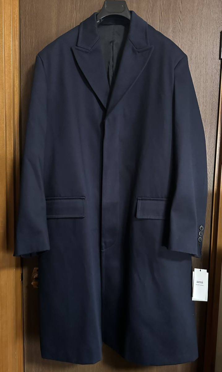 濃紺50新品 AMI Paris オーバーサイズ コットン コート ジャケット