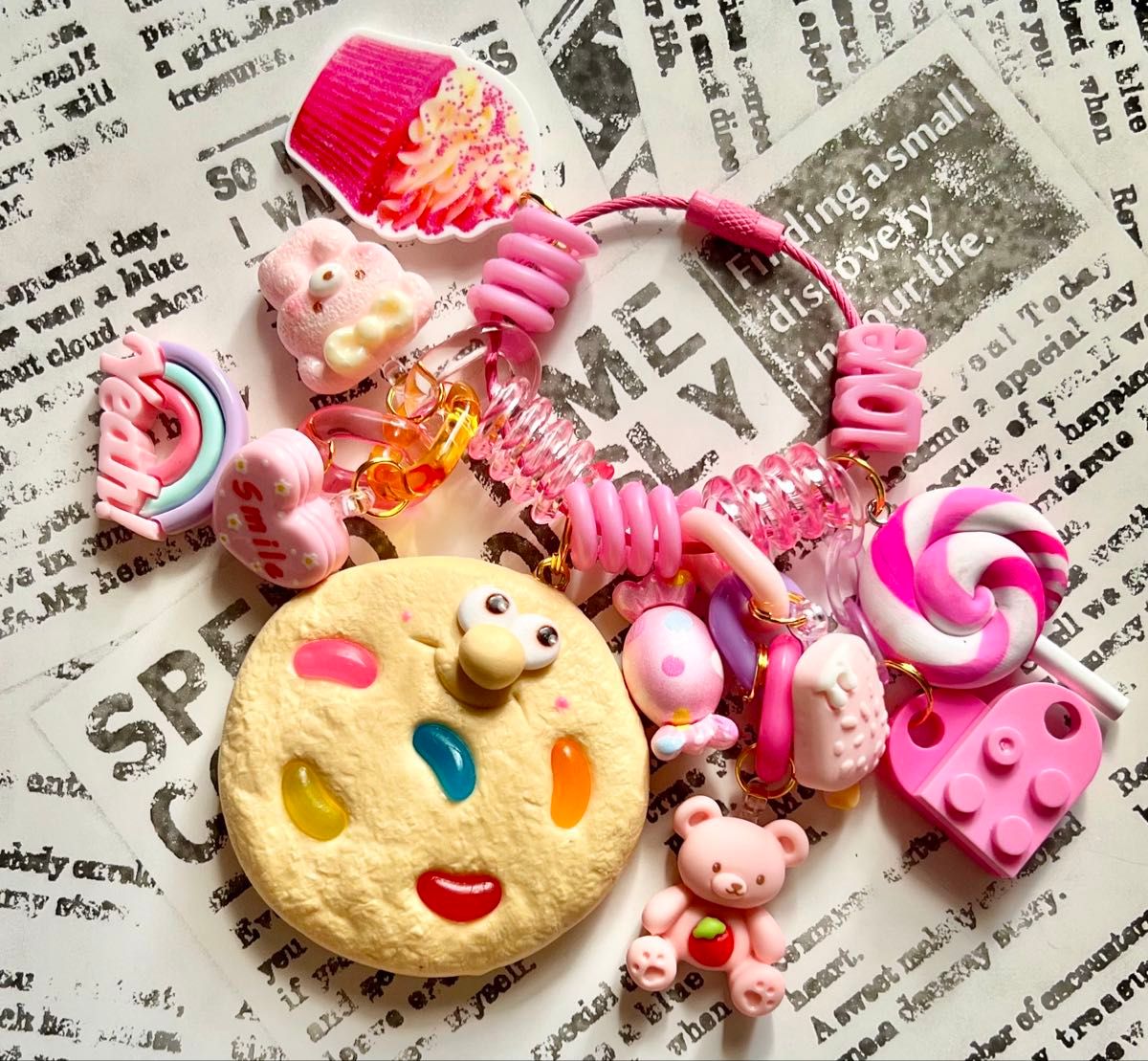じゃらじゃらキーホルダー ハンドメイド フェイクフード クッキー