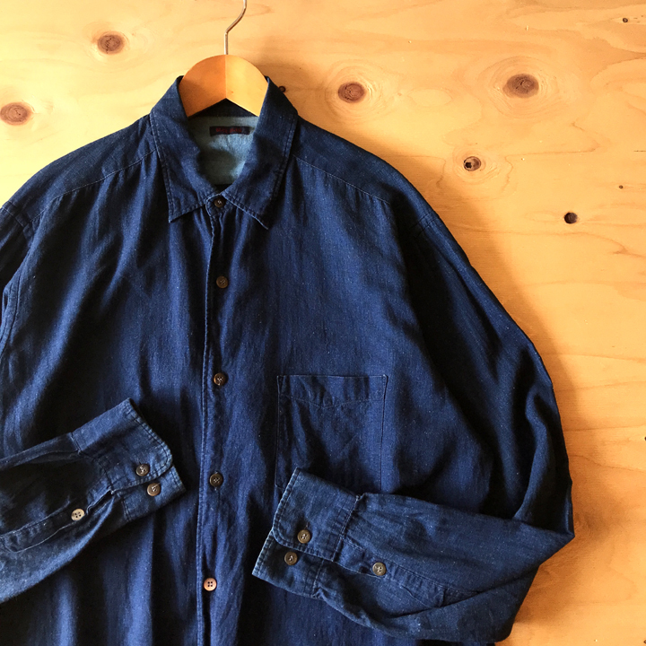 Yahoo!オークション - BLUE BLUE インディゴ染め シャツ メンズ 3 長袖