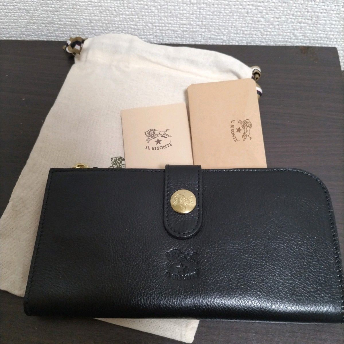 新品 イルビゾンテ 本革 レザー ラウンド ウォレット 財布 ブラック