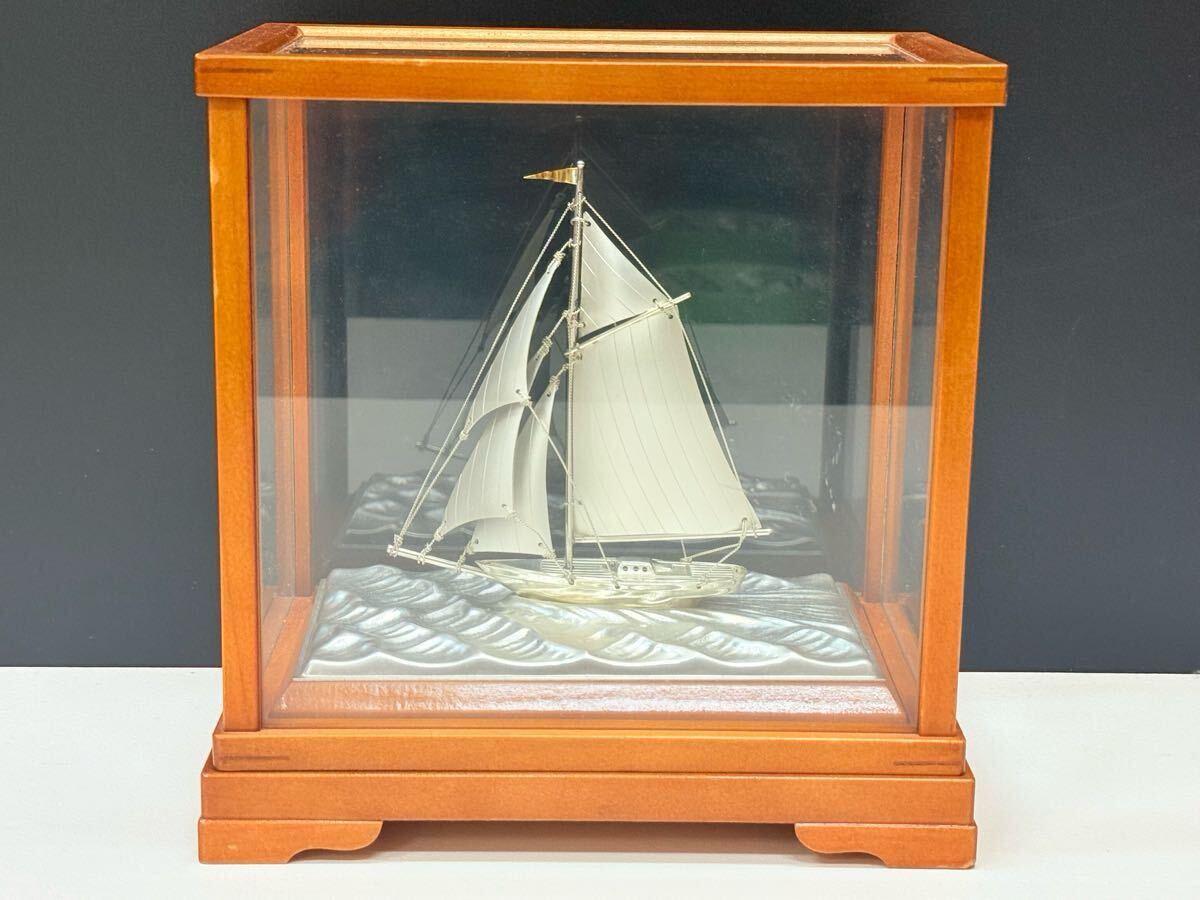 銀無垢 ウッド 銀細工 ミニチュア ボート 船 模型 ビンテージ イタリア