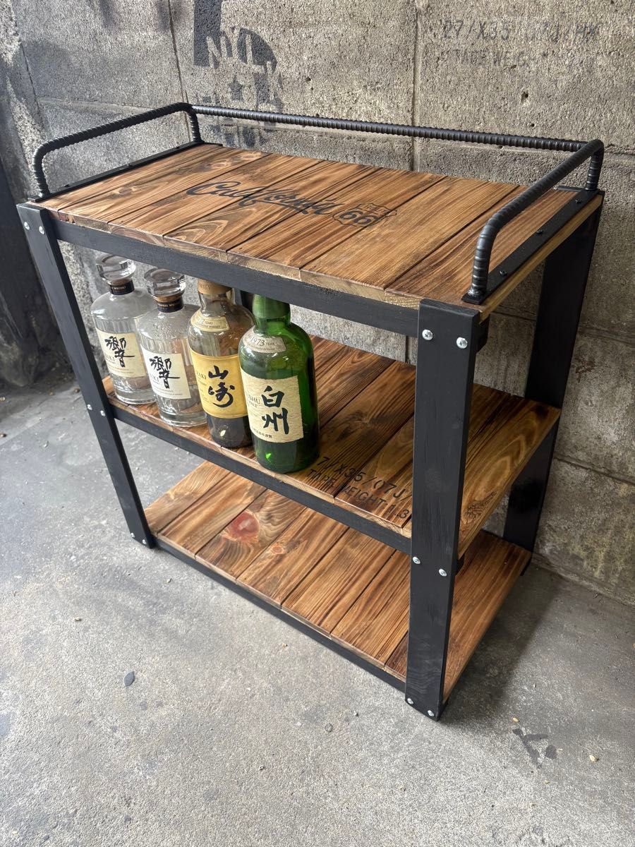 ウィスキーラック 男前インテリア 棚 インダストリアル 収納 お酒 多肉