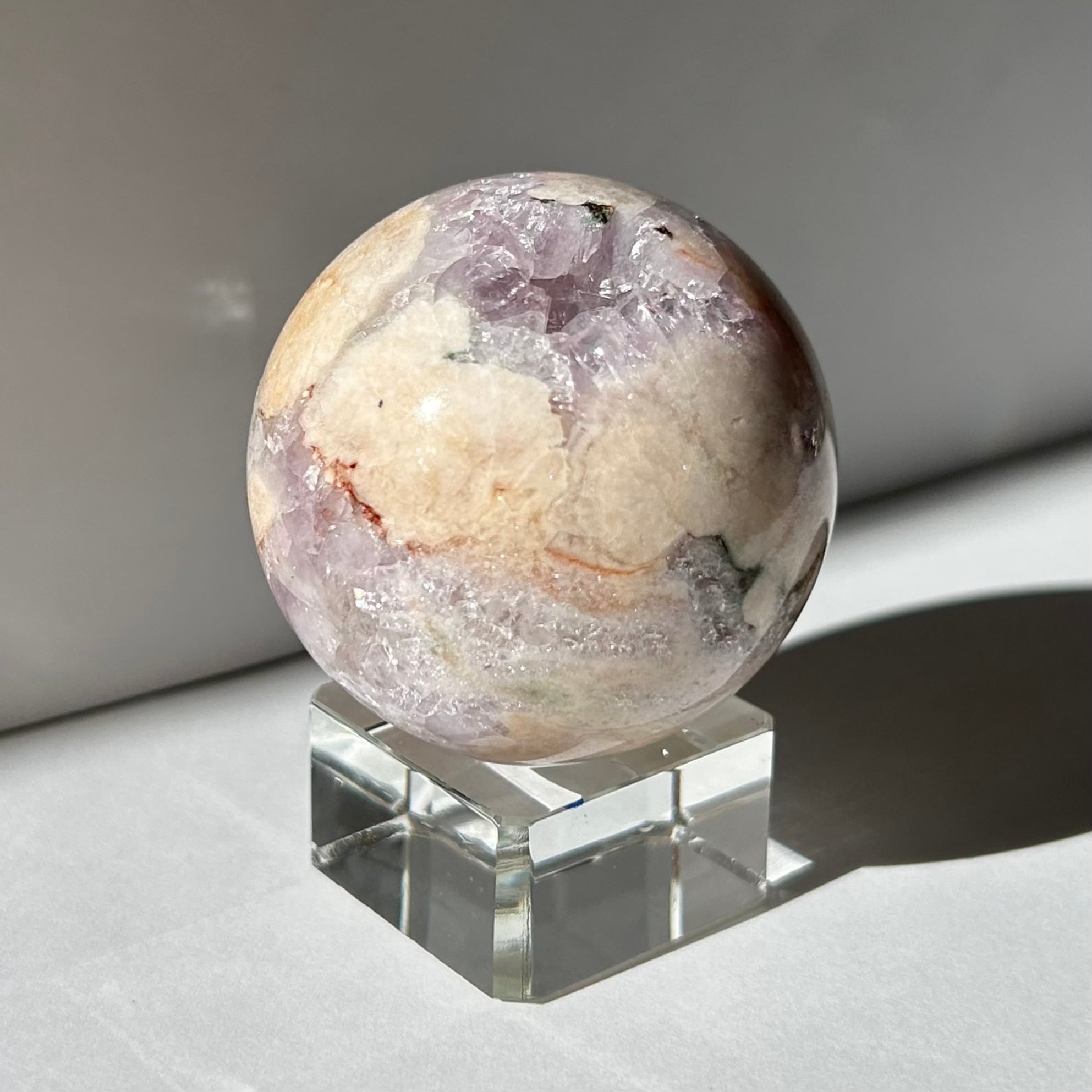 ピンクアメジスト+桜瑪瑙共生 スフィア 天然石 | BLUE MOON STONE