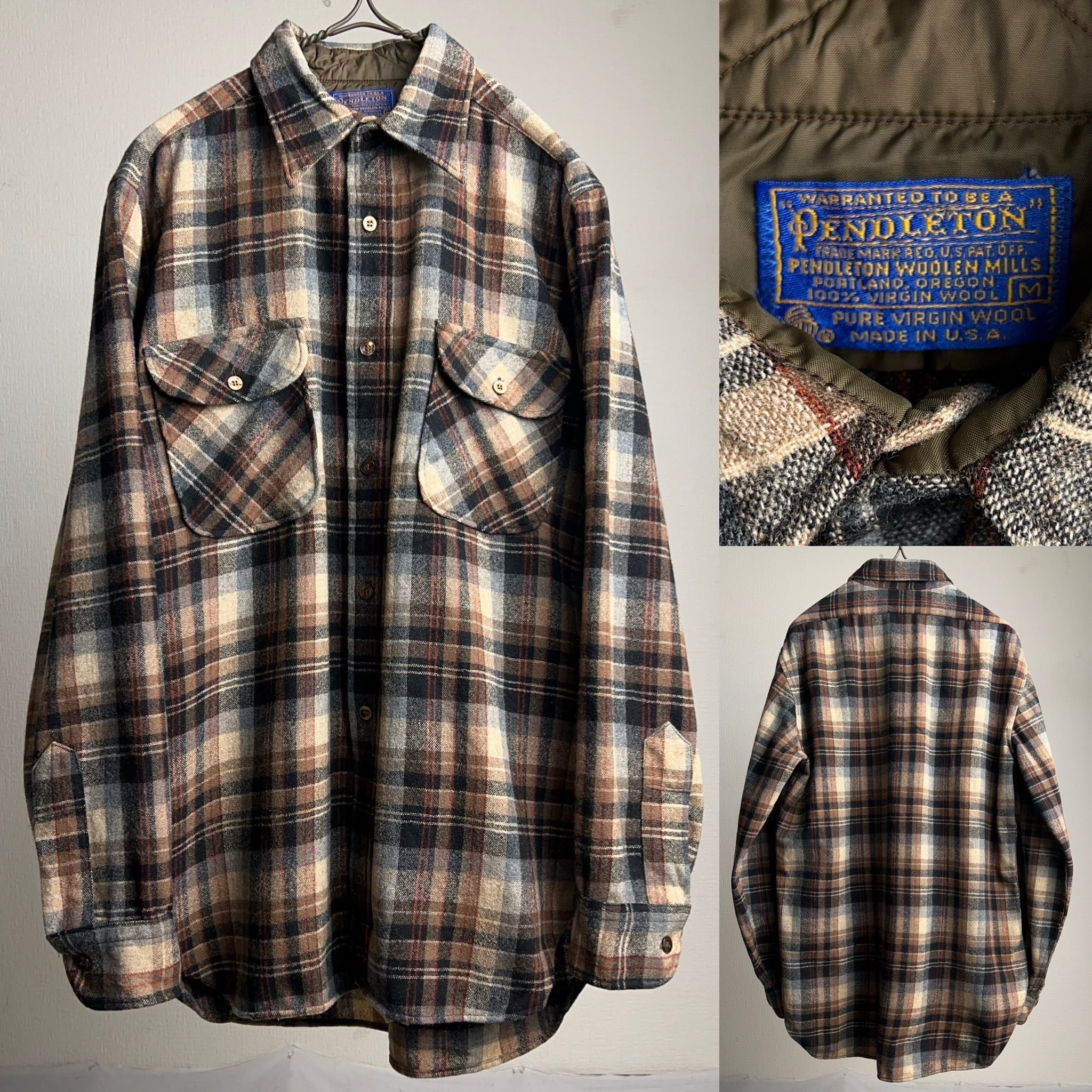 70's PENDLETON Plaid Wool Shirt USA製 SIZE M 70年代 ペンドルトン